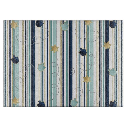 ハヌカのストライプとスワール カッティングボード (正面)