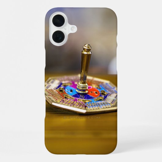 ハヌカのドライデルギフト八角形の台座 b iPhoneケース (裏面)
