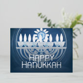 ハヌカのメノーラの青と白の絵 箔シーズンカード (立ち正面)