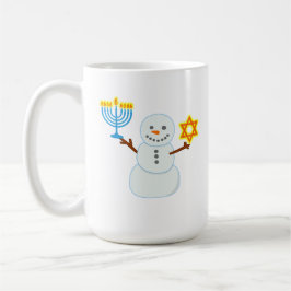 ハヌカのユダヤ人かわいい雪だるま メノーラー ダビデの星 コーヒーマグカップ