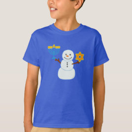 ハヌカのユダヤ人かわいい雪だるま メノーラー ダビデの星 Tシャツ