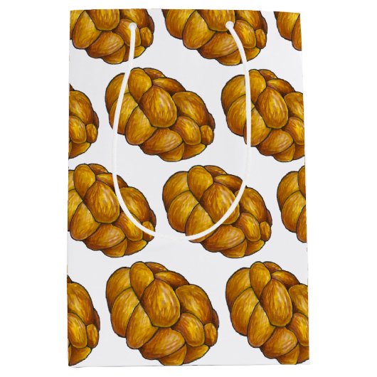 ハヌカの伝統的な編み込みチャラ・パン ミディアムペーパーバッグ (正面)