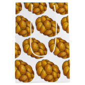 ハヌカの伝統的な編み込みパンのイラスト ミディアムペーパーバッグ (裏面)