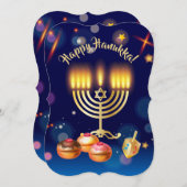 ハヌカの光の祭典おめでとう 招待状 (正面/裏面)