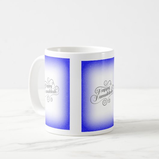 ハヌカの喜び 2トーン 青白の背景 コーヒーマグカップ (正面左)