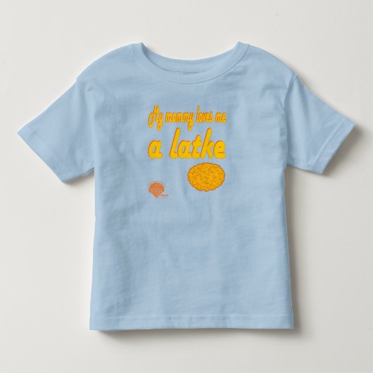 ハヌカの子供服 - "ママはラトケが大好きなの" トドラーTシャツ (正面)