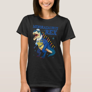 ハヌカの小さなティラノサウルス恐竜の少年服 Tシャツ