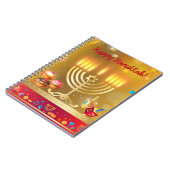 ハヌカの明かり お祝い ユダヤの祝日 ゴールド ノートブック (左側)