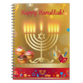 ハヌカの明かり お祝い ユダヤの祝日 ゴールド ノートブック (正面)