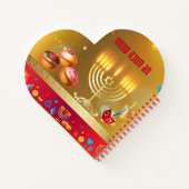 ハヌカの明かり お祝い ユダヤ教の祝日 ゴールド ヘブライ語 ノートブック (裏面)