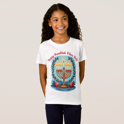 ハヌカの楽しいお祭りカスタムテキスト Tシャツ (正面フル)