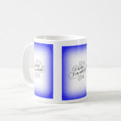 ハヌカの祝い 二色の青と白の背景 コーヒーマグカップ (正面左)
