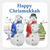 ハヌカの雪だるま クリスマス・ハヌカ祭 スクエアシール (正面)
