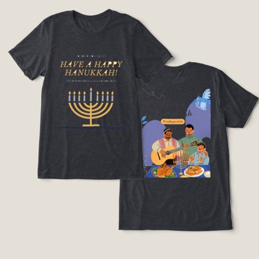 ハヌカの願いTシャツ トライブレンドTシャツ (デザイン正面&裏面)