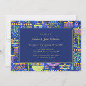 ハヌカの食事 ゴールド ブルー メノーラ ダビデの星 招待状 (裏面)