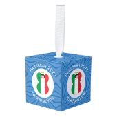 ハヌカイタリアンフの天使の国旗 キューブオーナメント (正面アングル)