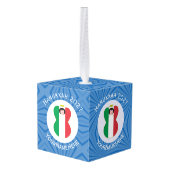 ハヌカイタリアンフの天使の国旗 キューブオーナメント (裏面アングル)