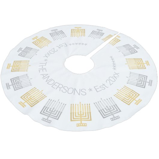 ハヌカエレガントモダン金ゴールド銀色 ブラッシュドポリエステルツリースカート (アングル)