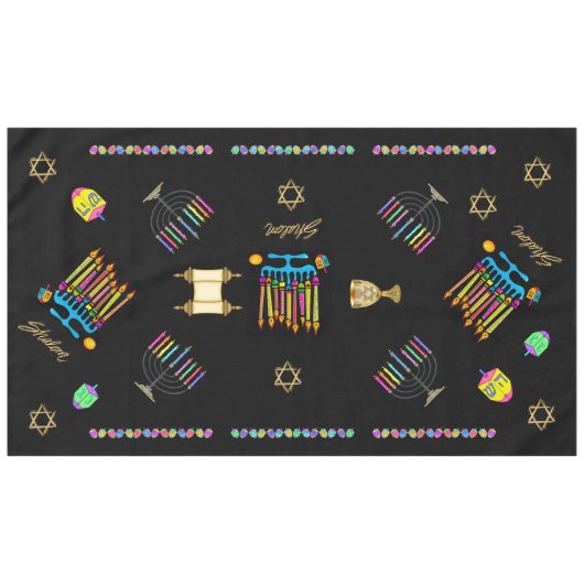 ハヌカエレガントーハヌカー（ユダヤ教の祭り）テーブルカバー テーブルクロス (正面(横))