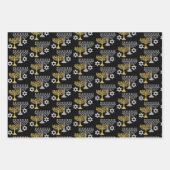 ハヌカエレガントーホリデーパターン金ゴールド ラッピングペーパーシート (正面)