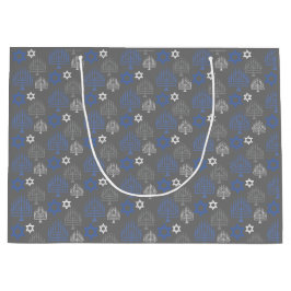 ハヌカエレガントーホリデーパターン ラージペーパーバッグ