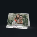 ハヌカエレガントーJoy折り畳みフォトカード シーズンカード<br><div class="desc">エレガントフェイクグリッター紫色のスクリプト喜び雪の切れ目ハヌカモダンフ折り畳み写真カード。</div>