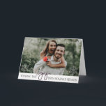 ハヌカエレガントーJoy折り畳みフォトカード シーズンカード<br><div class="desc">エレガントフェイクグリッター紫色のスクリプト喜び雪の切れ目ハヌカモダンフ折り畳み写真カード。</div>