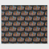 🕎ハヌカカラフルー(ユダヤ教)メノラー ラッピングペーパー (フラット)