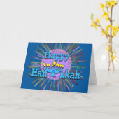 ハヌカコンテンポラリー（ユダヤ教）メノラーとハート炎 カード (黄色い花)