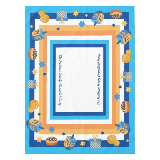 ハヌカドリパーソナライズされたデルズドーナツ&スターズ テーブルクロス (正面)