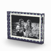 ハヌカパーソナライズされたデコールブルーレトロ幾何学模様 フォトブロック (右)