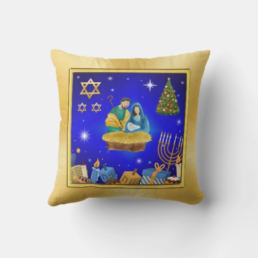 ハヌカパーソナライズされたーのクリスマスデコール枕 クッション (裏面)
