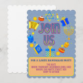 ハヌカパーティーの招待状 現代的なテキストデザイン 招待状 (正面/裏面)