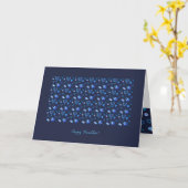 ハヌカパーティー美しい青い装飾 カード (黄色い花)