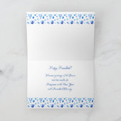 ハヌカパーティー　美しい青い装飾 カード (内部)