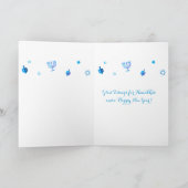 ハヌカパーティー　美しい青い装飾 サンキューカード (内部)