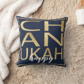 ハヌカピローハヌカー(ユダヤ教の祭り)ハッピー金ゴールド/ブルー クッション (ブランケット)