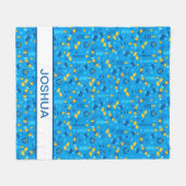 ハヌカモダンブルーパーソナライズされた フリースブランケット (正面(横))