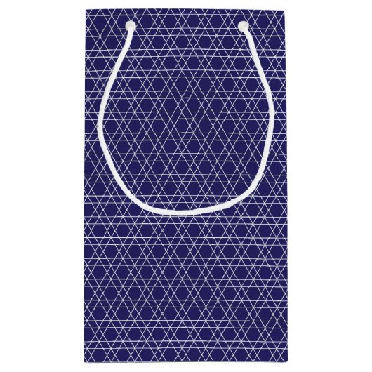 ハヌカモダンー星ラインズエレガントブルーカスタム スモールペーパーバッグ (裏面)