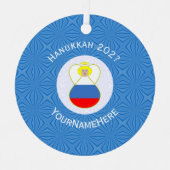 ハヌカロシアのエンジェル国旗の年 メタルオーナメント (正面)