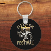 ハヌカーおもしろいユダヤ人ジムトレーニングフレックスフェスティバル キーホルダー (正面)