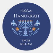 ハヌカーお祝いに参加！」 ラウンドシール (正面)