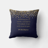 ハヌカーが夜の金ゴールド/海軍グリッター クッション (裏面)