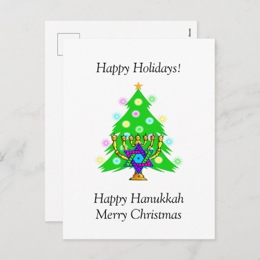 ハヌカーとクリスマストゥーズホリデーカード シーズンポストカード (正面/裏面)