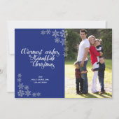 ハヌカーとクリスマスフォトモダンカードブルー シーズンカード (正面)