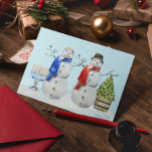 ハヌカーとクリスマス雪だるまの水色 シーズンポストカード<br><div class="desc">このデザインはパーソナライズされた、写真や文字を変更して提供される領域にあってもよい。また、を選択しカスタマイズてクリック、背景の色を削除または変更したり、文字を追加したり、文字の色またはスタイルを変更したり、文字のみのデザインの画像を削除したりすることで可能です。このもし商品はデザインを別の商品に移すオプションがあり、必要に応じてデザインを調整しもして下さい。colorflowcreations@gmail.comで連絡このデザインを受け取るもしか、またはサポートが必要な場合。www.facebook.com/colorflowcreations、www.instagram.com/colorflowcreations、www.twitter.com/colorflowart、後を追およびwww.pinterest.com/colorflowcreationsで自分のデザインや自分の情報を見る。</div>