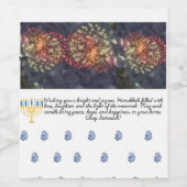 ハヌカーと（ユダヤ教）メノラー青ミニマル、 ワインラベル (シングルラベル)