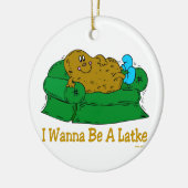 ハヌカーのおもしろいなギフト「私がLATKEでありたいと思う セラミックオーナメント (左)