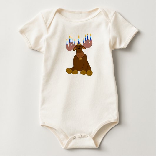 ハヌカーのアメリカヘラジカのベビーのワイシャツ ベビーボディスーツ (正面)
