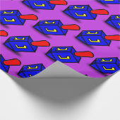 ハヌカーのカラフルなdreidlの紫色のギフト用包装紙 ラッピングペーパー (角)